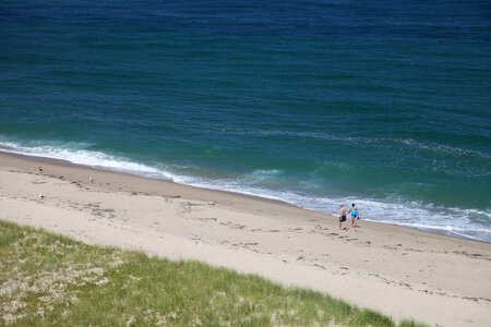 Vacationers walking on the beach