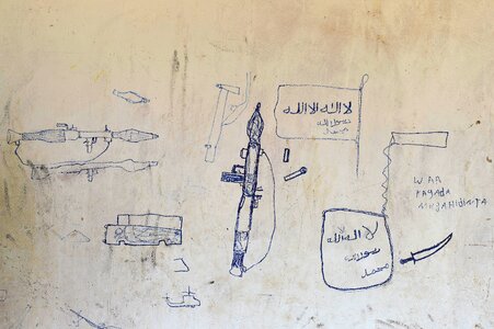 Drawings wall weapons photo