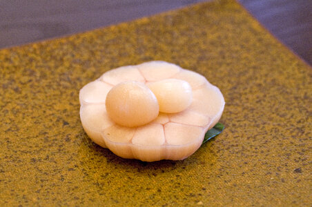 Cloves of Garlic Cut in Half photo