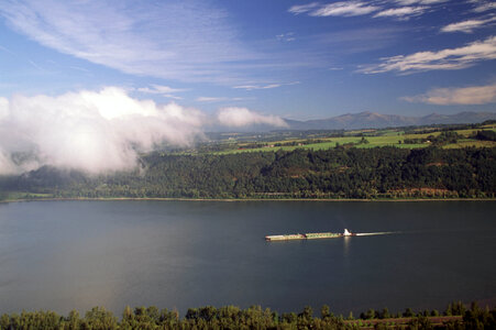 Tugboat on Columbia River Scenic landscape photo