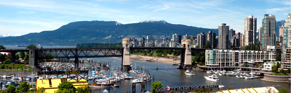 Bridge and buildings in Vancouver, British Columbia, Canada photo