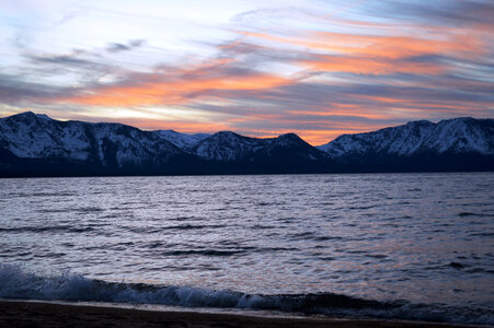 Lake Tahoe Landscape at Down with Mountains
