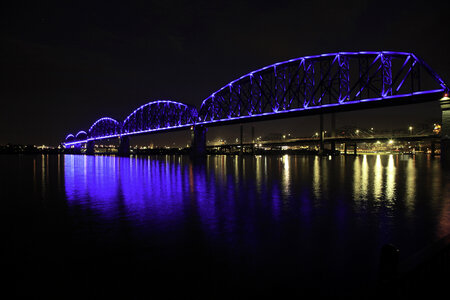 Bridge over the Water at night in Louisville, Kentucky photo