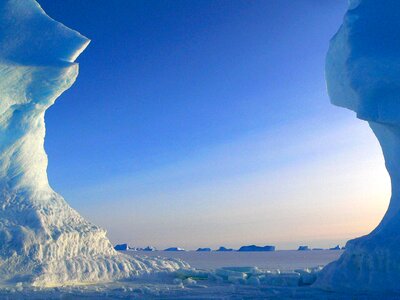 Large arching iceberg in Antarctica