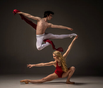 Couple of Contemporary Dancers in Movement photo