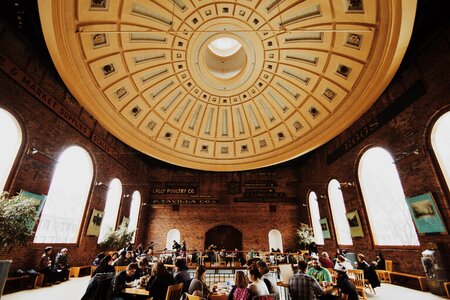 People inside a big hall in Boston, Massachusetts