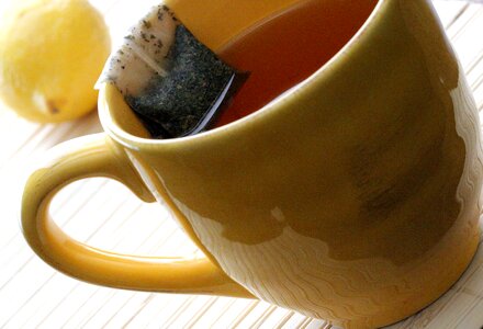 Ceramic hot water tea bag photo