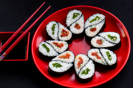 Sushi on Red Plate photo