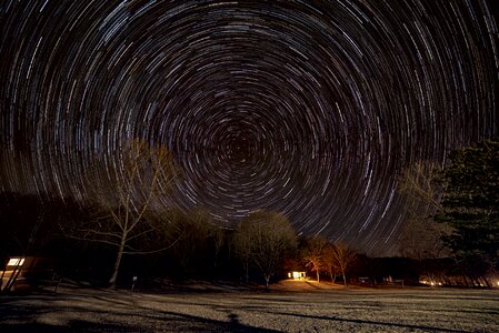 Star Trails above the woods photo