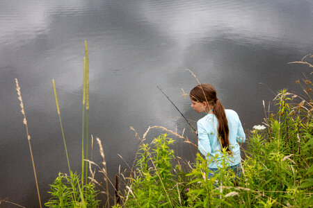 Young girl fishing