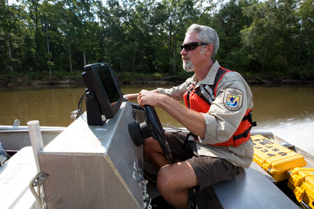 Biologist on Choctawhatchee River 