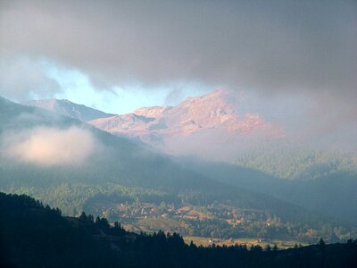 Alpine fog morning sun photo