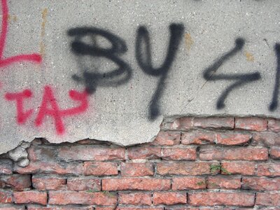 Plaster graffiti building photo