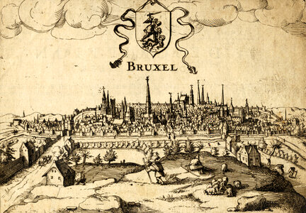 Engraving from 1610 of Brussels, Belgium photo