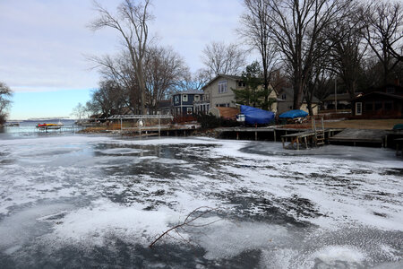 Frozen Harbor and ice in Madison, Wisconsin