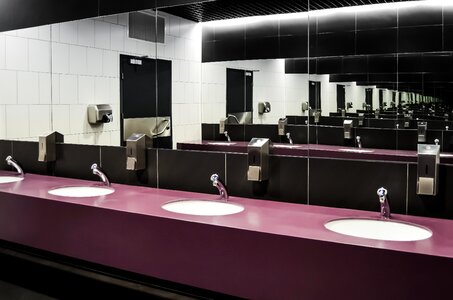 Public toilet bathroom mirror photo