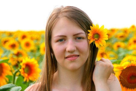 Sunflower girl yellow photo