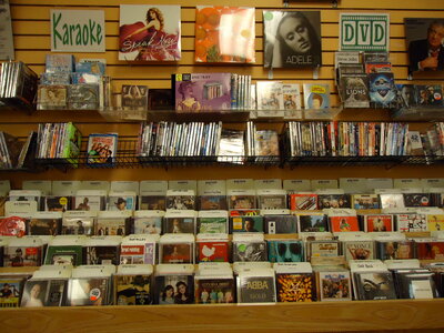 DVD cd display in store photo