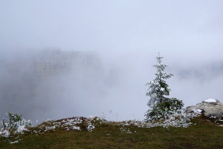 Switzerland cliff fog photo