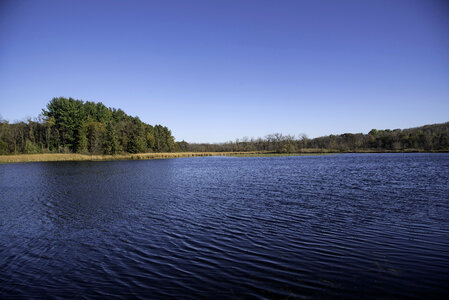 Opposite shore view across the small lake