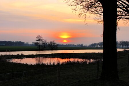 Setting sun red sky evening red photo