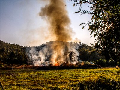 Fire smoke burning meadow