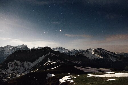 Mountain Snow Sky Stars photo