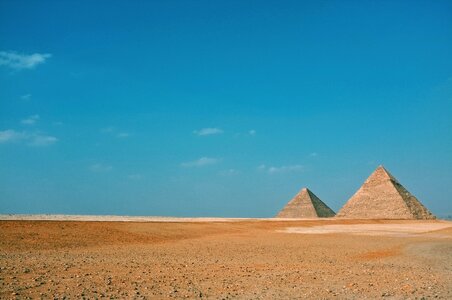 Pyramids Sand Blue Sky photo