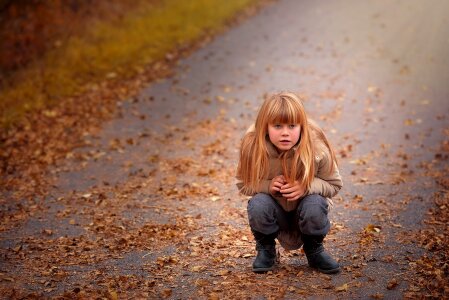 Girl long hair view photo