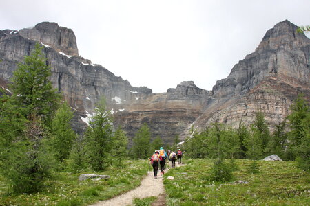 A group of friends on a hiking , Banff National Park photo