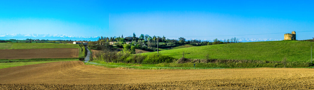 Farm and fields landscape view photo