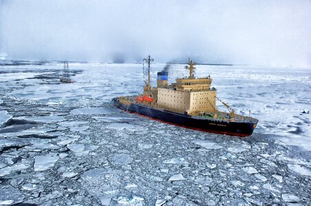 Russia ice-breaker in Arctic Ocean