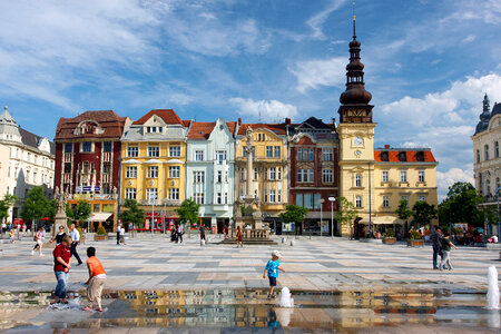 Masaryk Square buildings in Ostrava, Czech Republic