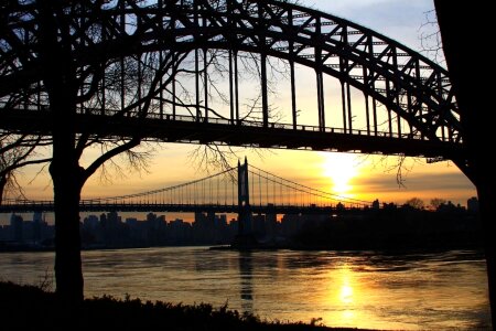 Sunset bridge city photo