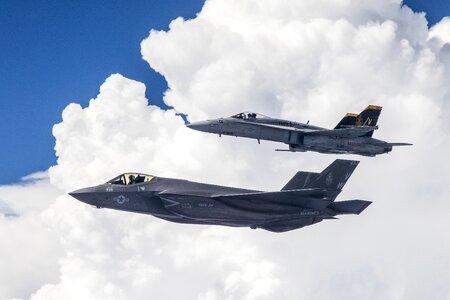 Lockheed Martin F-35C Lightning II and F/A-18A photo