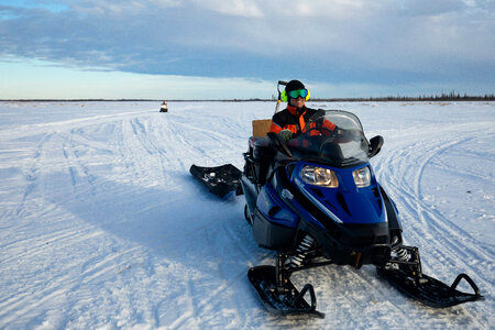 Snowmachine on a trail