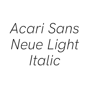 Acari Sans Neue Light Italic