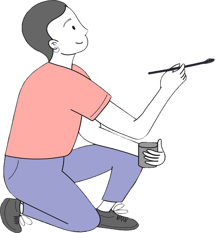 Side view of person painting something