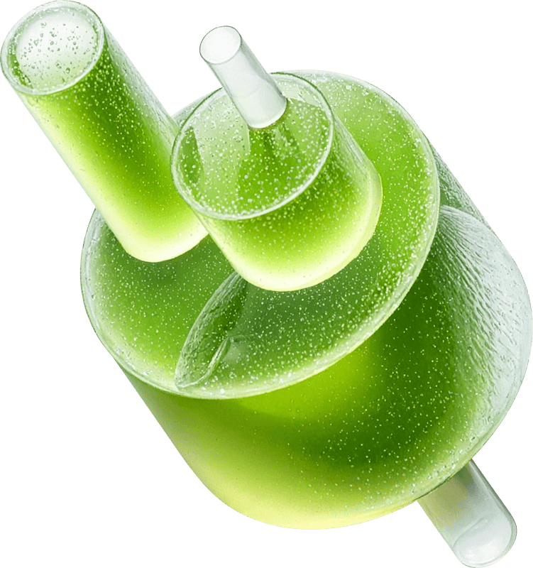 Three nested cylinders of light green frosted glass