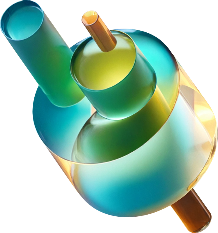 Three nested turquoise frosted glass cylinders