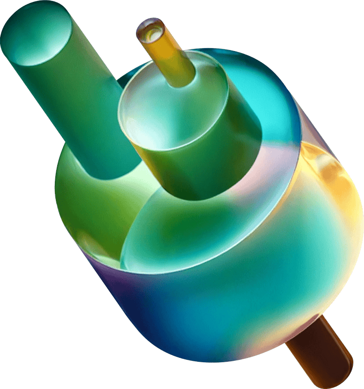 Three nested turquoise frosted glass cylinders