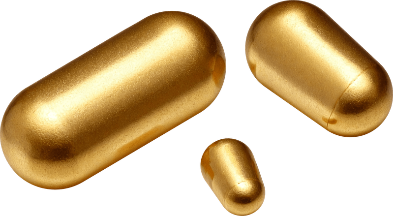 Three gold capsules