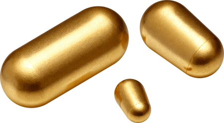 Three gold capsules