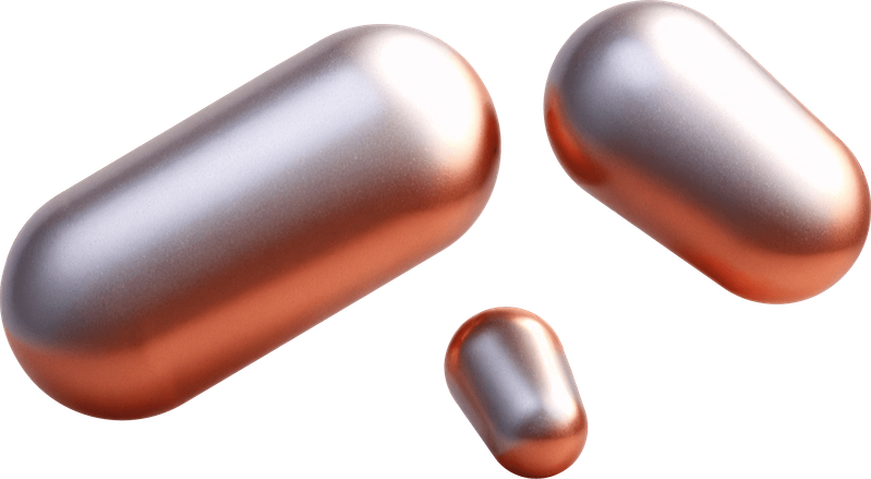 Three metal capsules