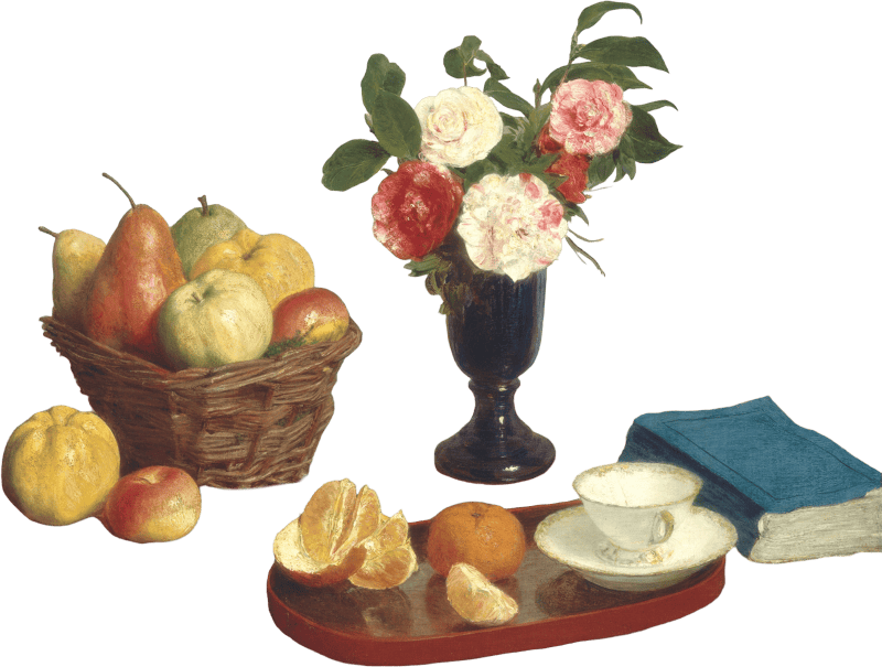 Basket of Fruit with Flowers by Henri Fantin-Latour
