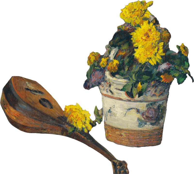 Dahlias and Mandoline by Paul Gauguin