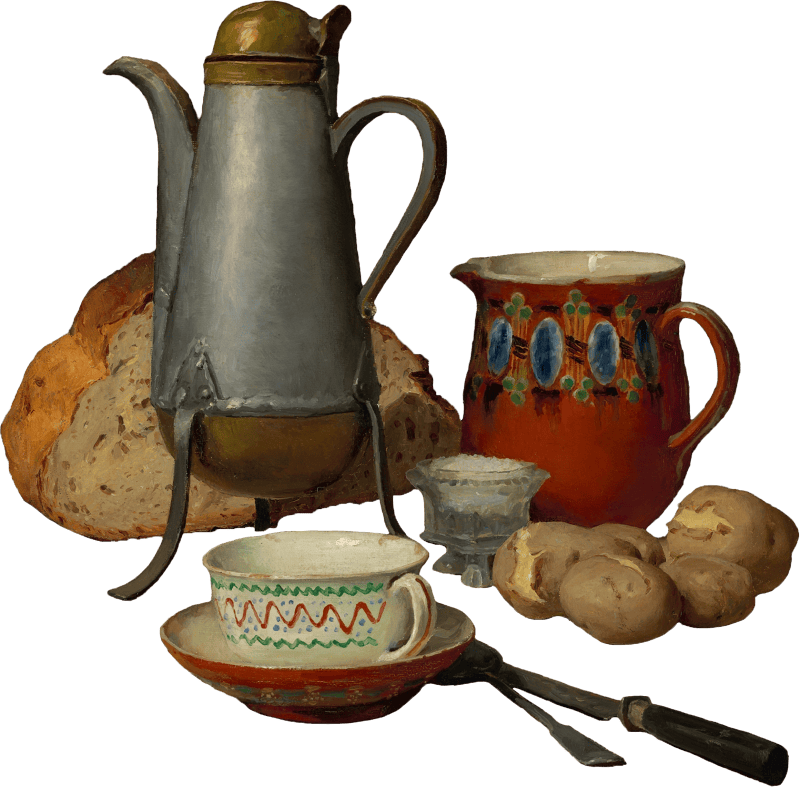 Still Life Coffee and Potatoes by Albert Anker