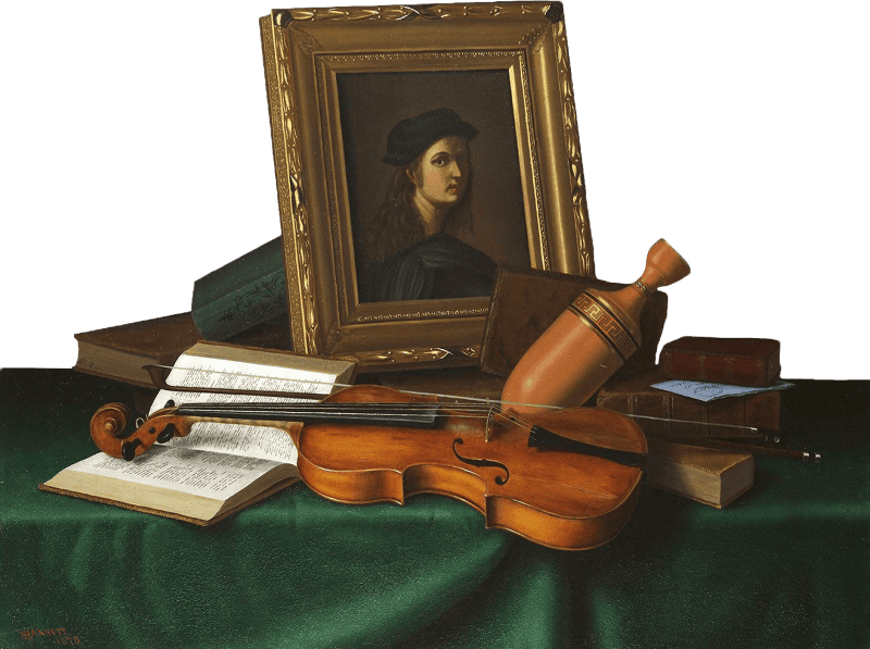 Still Life with Portrait by Raphael by William Michael Harnett 