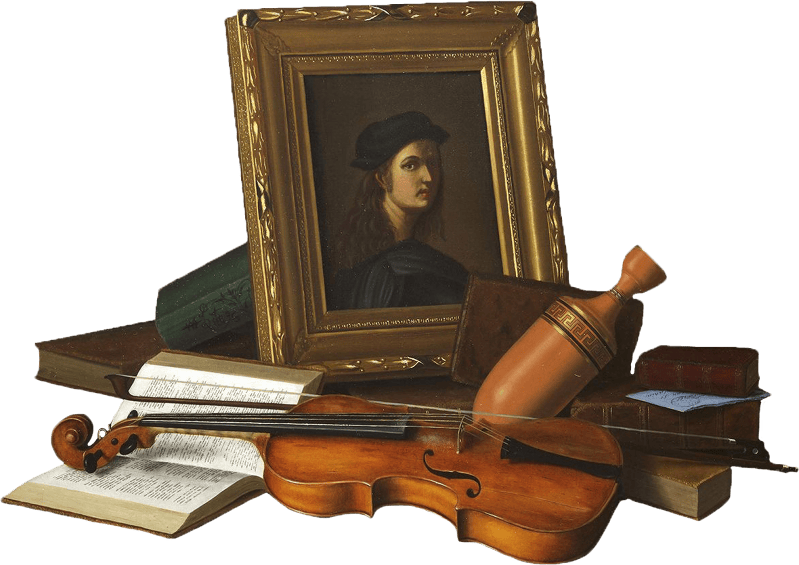 Still Life with Portrait by Raphael by William Michael Harnett
