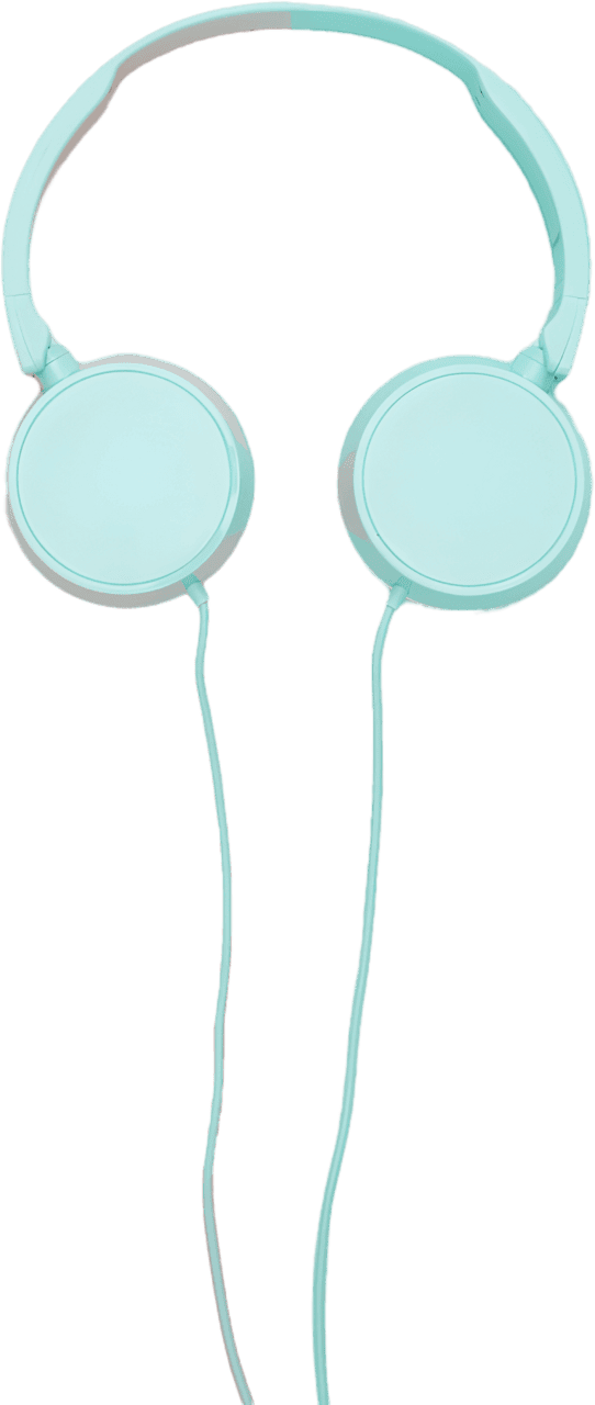 Pastel headphones flat lay